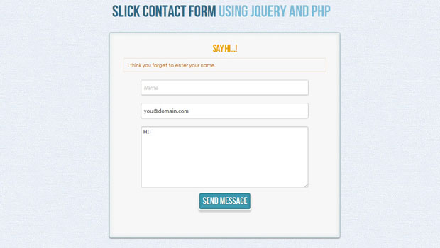 Slick Contact Form using jQuery and PHP - Notification_1