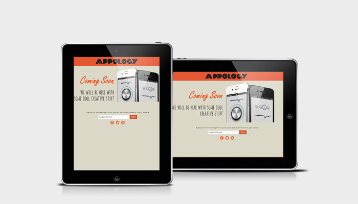 iPad Appology: Free responsive coming soon page template