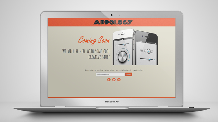 macbook-air Appology: Free responsive coming soon page template