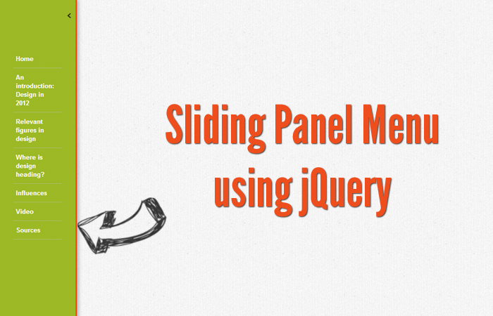 Sliding Panel menu using jQuery Sliding Panel menu using jQuery